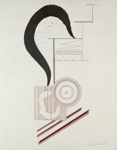 建构主义作曲，1925年（钢笔和墨水，纸和水粉纸）